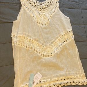 Off white crochet sleeveless tunic cover up